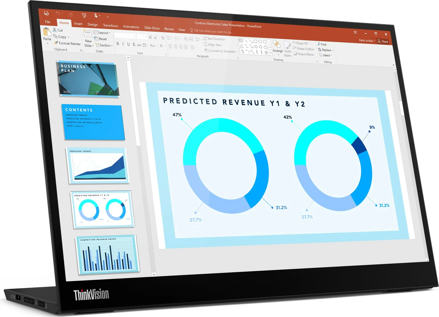Prenosni monitor 14" 2.2K LED, Lenovo ThinkVision M14d, črn