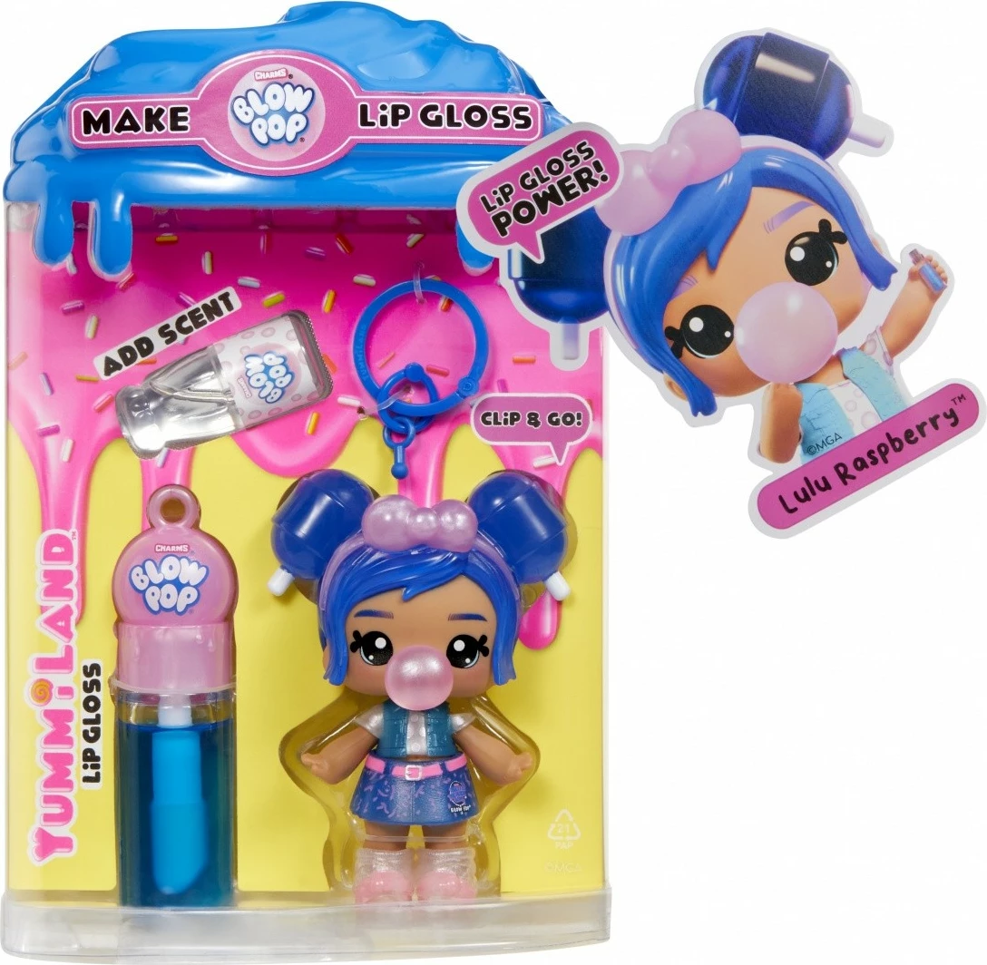 Kreativna lutka Yummiland MGA, lip gloss Lulu Raspberry z obeskom, za deklice