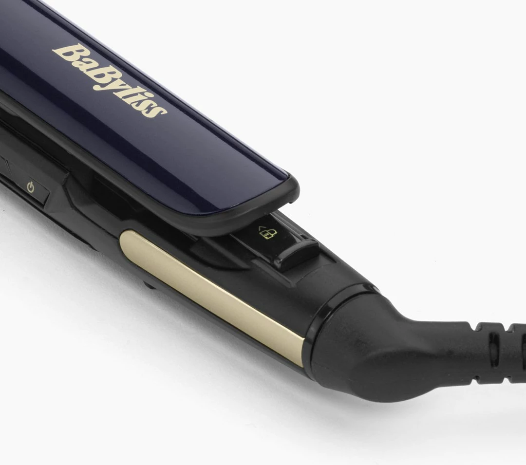 Poravnava las s keramičnimi ploščami, Babyliss ST484E, 5 stopenj toplote, črno/zlata