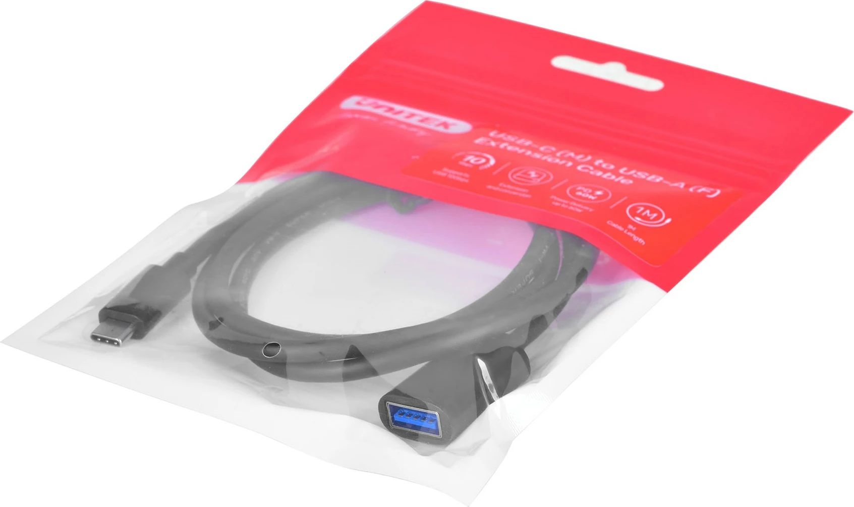 Adapter-kabel USB-C (Moški) na USB-A (Ženski) Unitek C476BK-1M, 10Gbps, 60 W