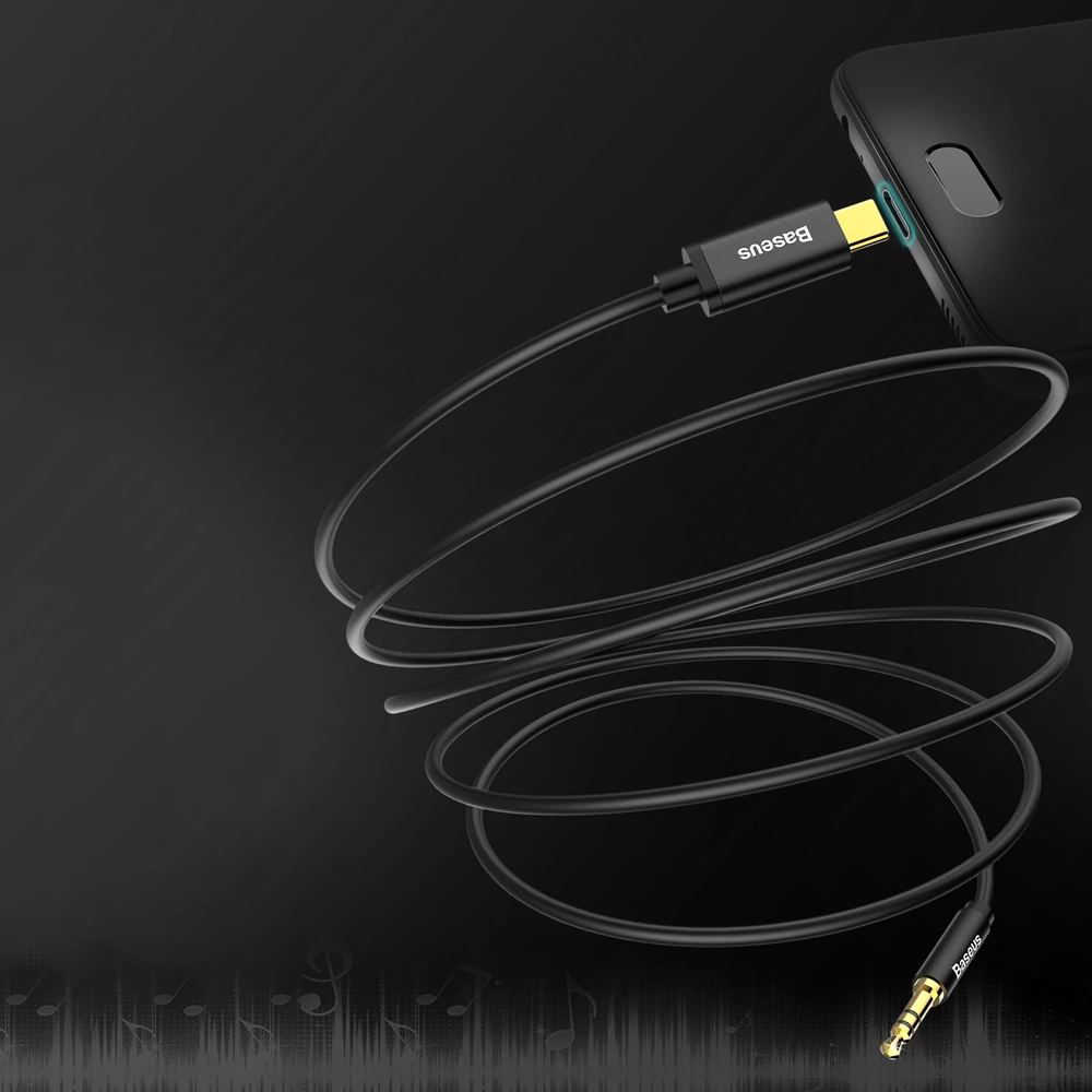 Avdio kabel USB Type-C na 3,5 mm Baseus CAM01-01, 1,2 m, črn