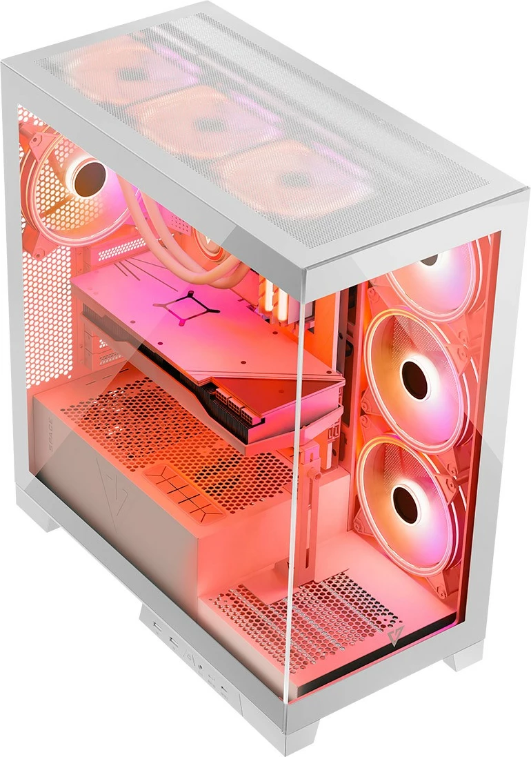 Ohišje MODECOM Volcano Space ARGB, Midi Tower, kaljeno steklo, belo