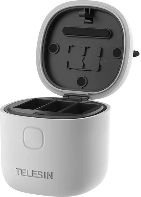 Vodoodporen polnilnik s 3 režami Telesin Allin Box za GoPro Hero 9/10 z 2 baterijami, siv