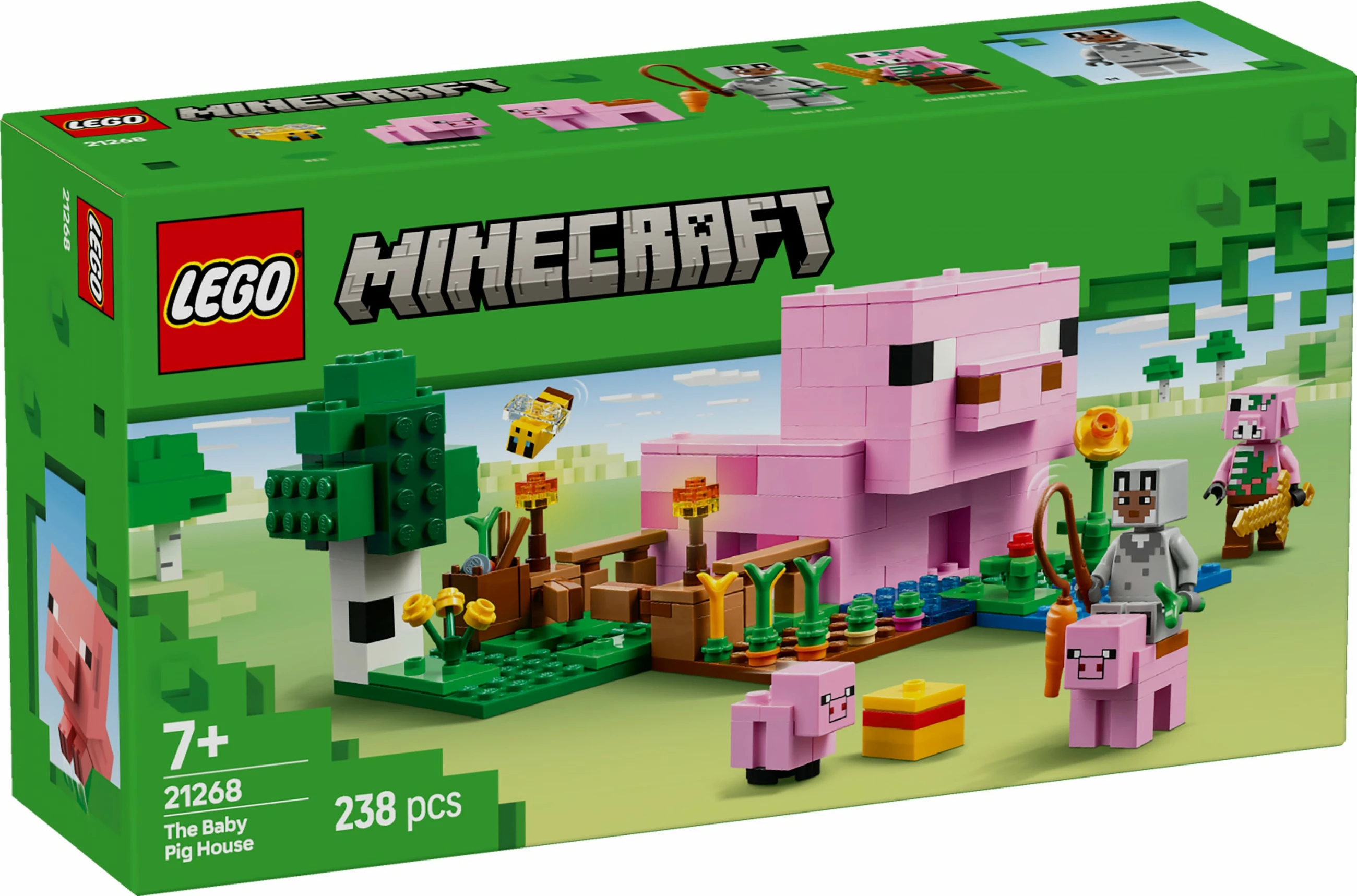 Gradbeni set LEGO Minecraft 21268 Hiša malih prašičkov, 238 kosov, večbarvno