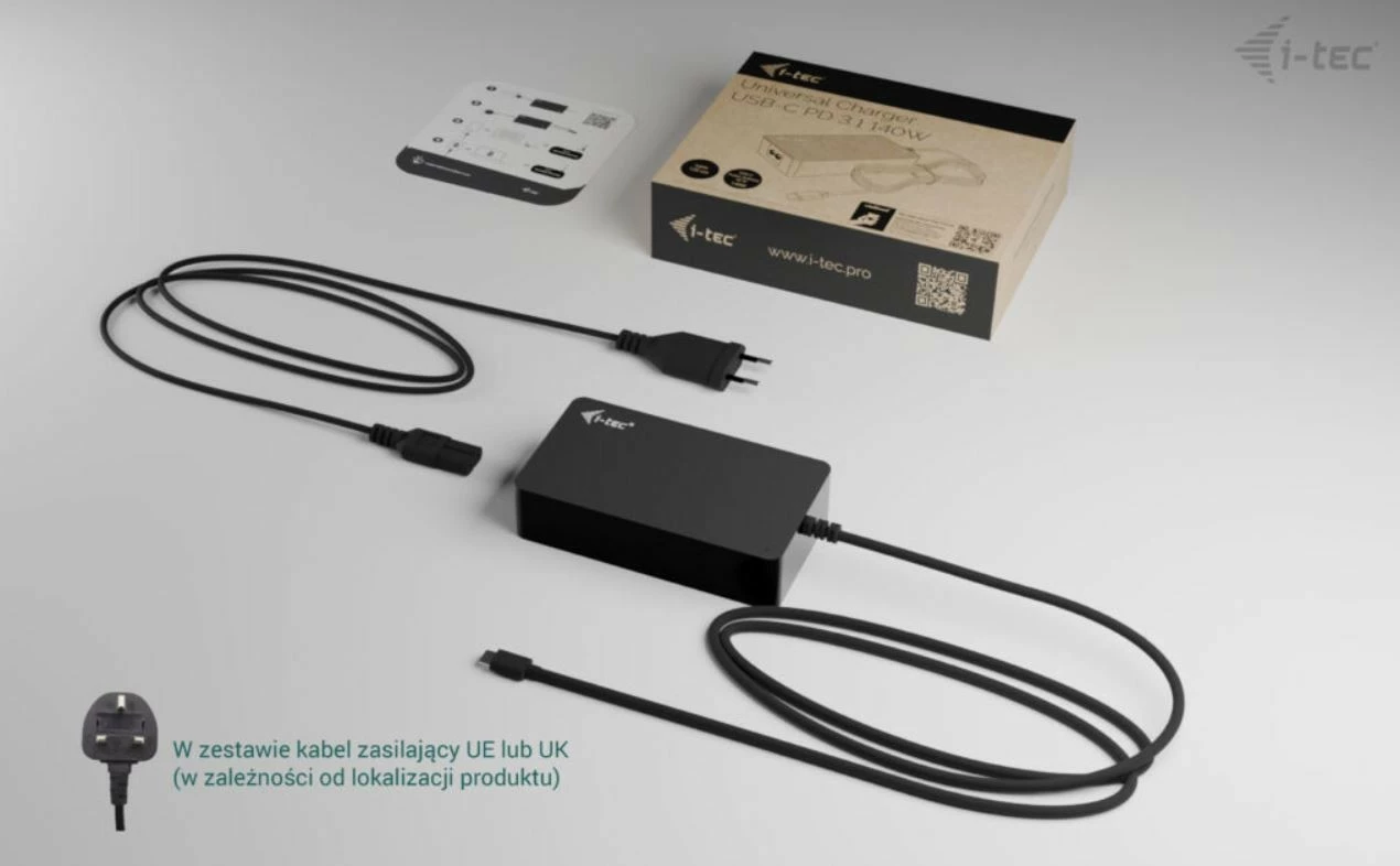 Univerzalni polnilec i-tec CHARGER-C140W, 140 W, USB-C, črn