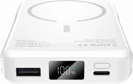 Power bank LifeMag Tech-Protect PB31, 10000 mAh, MagSafe, USB-C/USB-A/Lightning, bel
