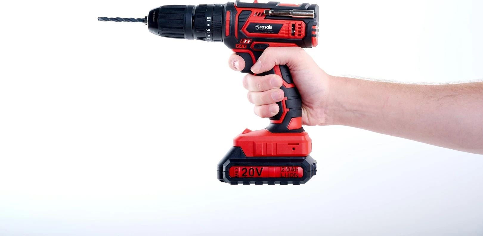 Brezžični vrtalnik/izvijač, Casals CID2050B, 20V, 1 baterija, črno-rdeč