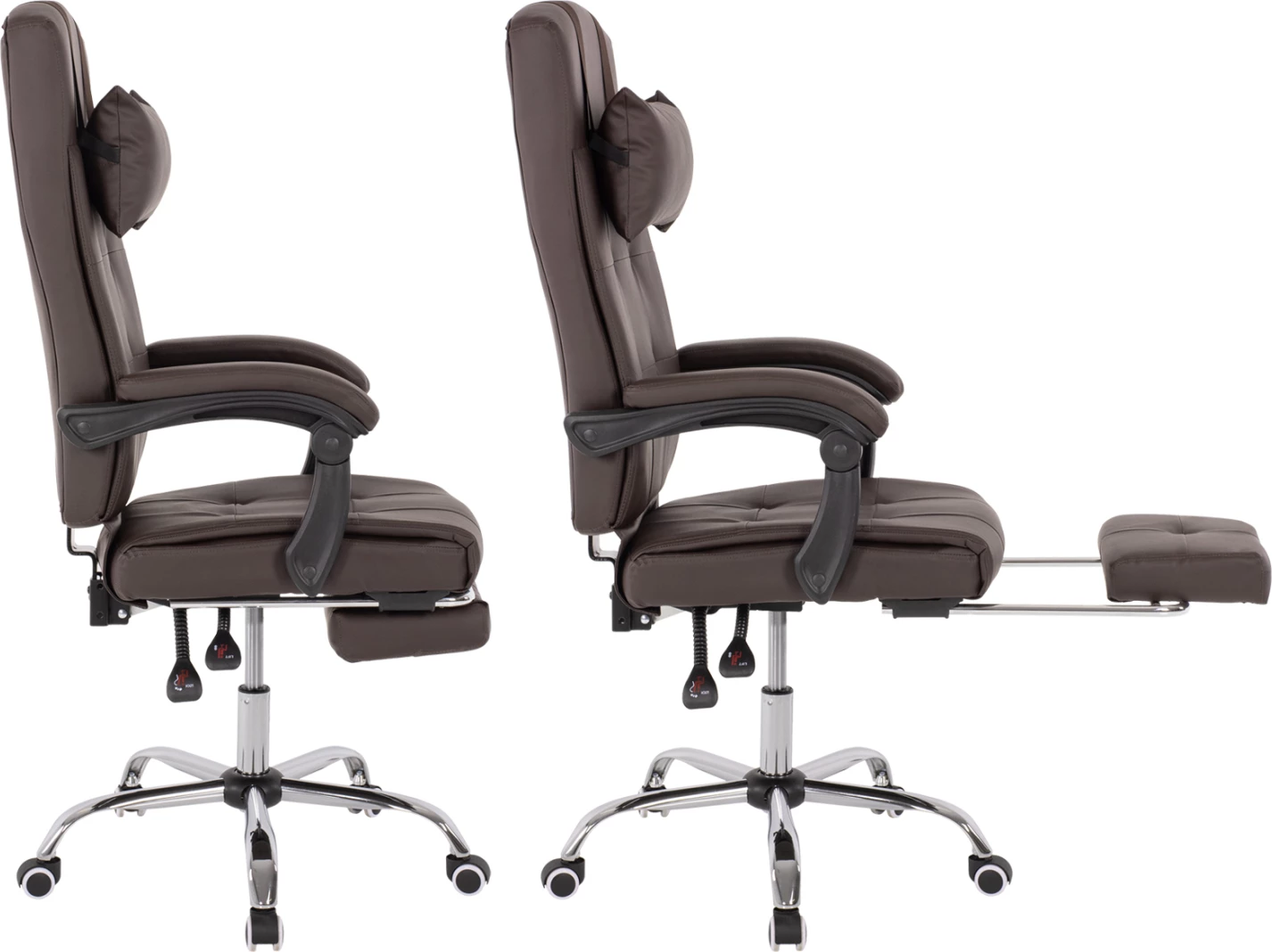 Izvršni pisarniški stol FH1057.19 rjav z zložljivim naslonom za noge 58x71x128Hcm