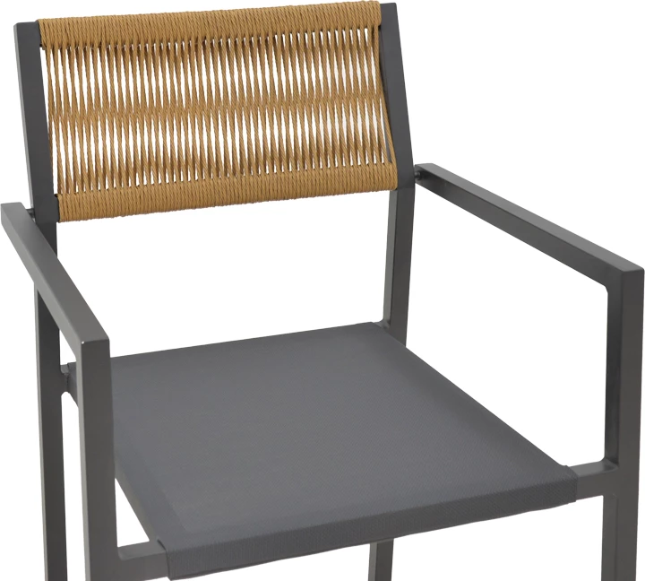 Aluminijast zložljiv stol Savor, antracitno ogrodje-tekstilen, naravni ratan, 55x58x63 cm