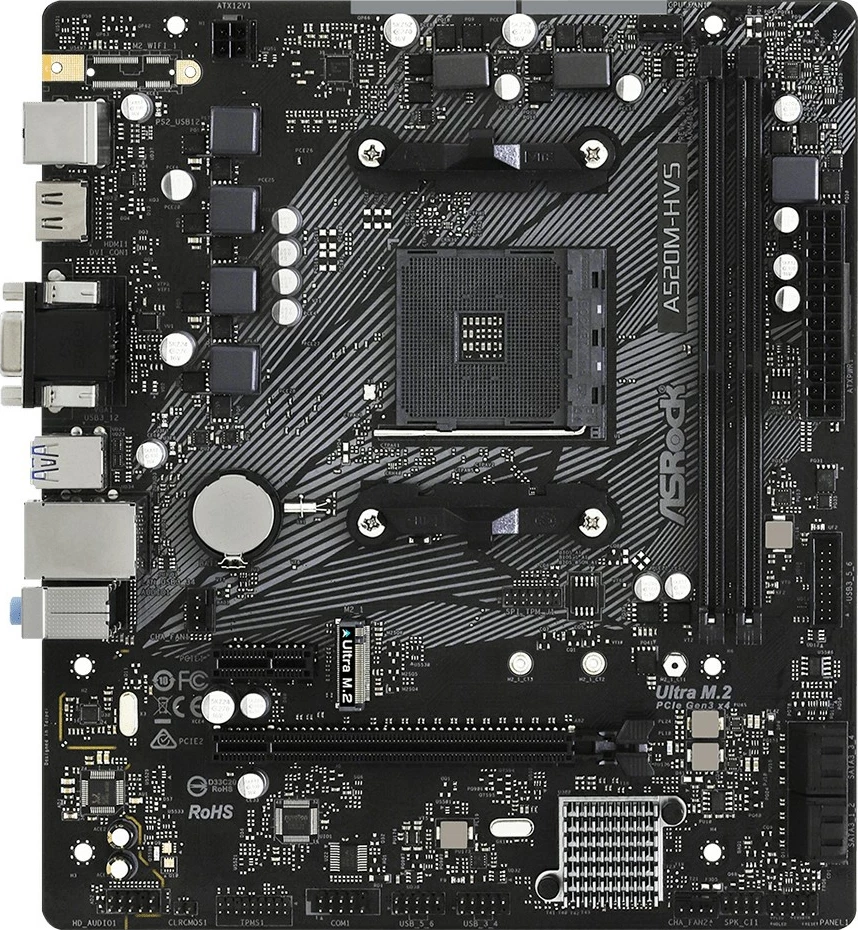 Plošča AM4 ASRock A520M-HVS, micro ATX