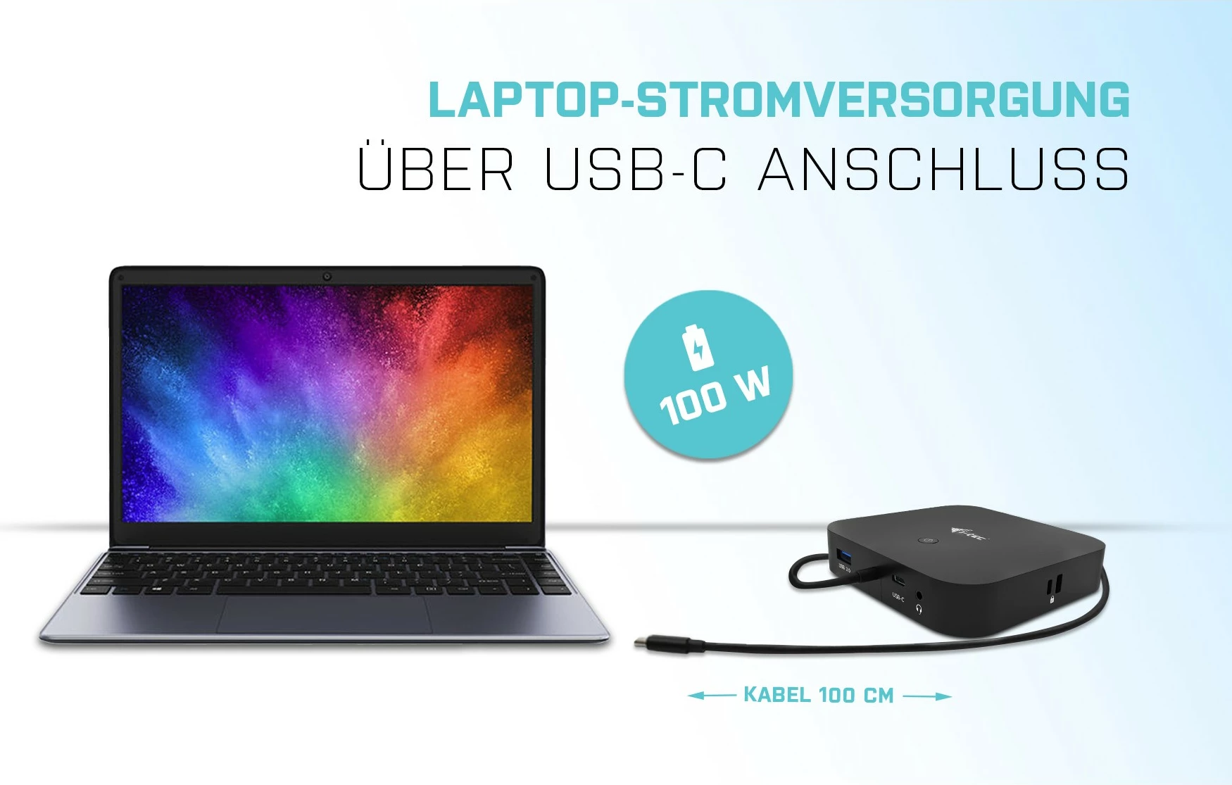 Docking postaja USB-C Dual Display, 100 W, z univerzalnim polnilcem, črna - i-tec