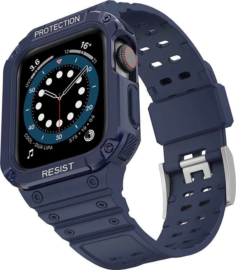 Zaščitni trak s ohišjem Hurtel za Apple Watch 9/8/7/6/5/4/3/2/SE/SE2, 41/40/38 mm, moder