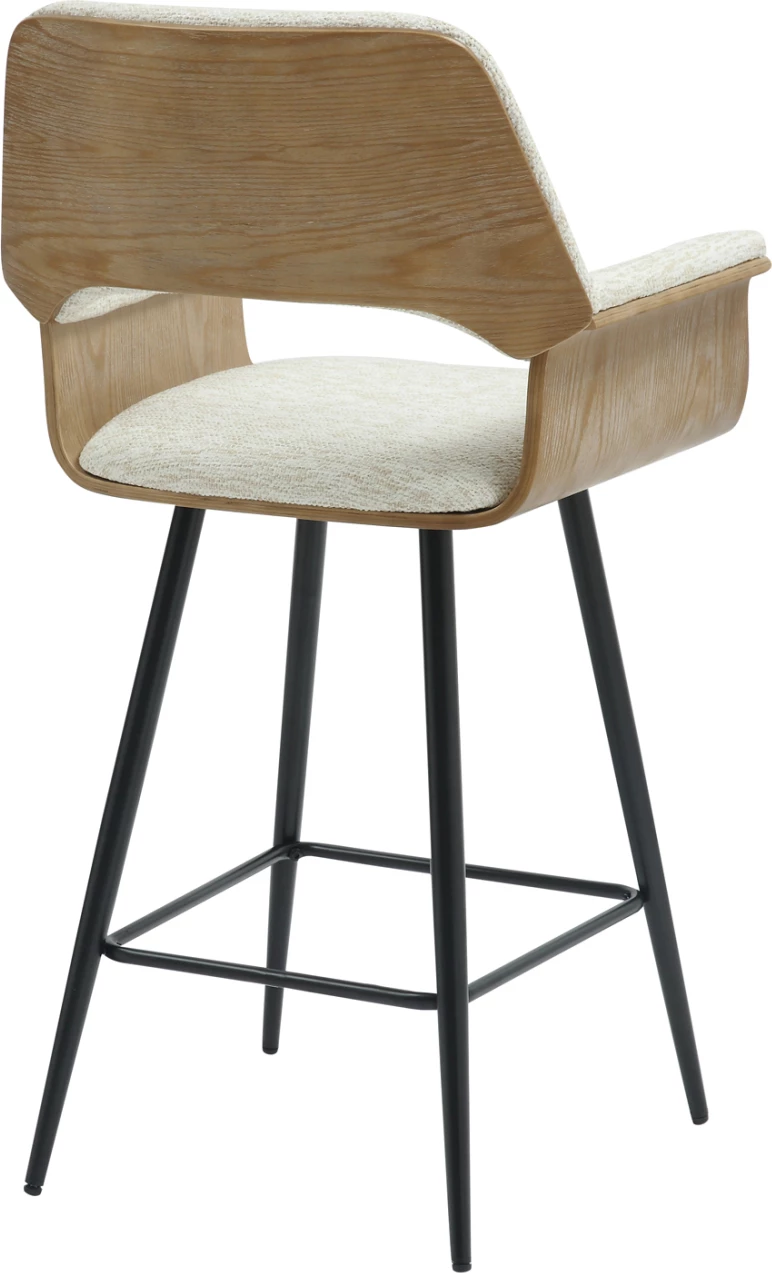 Barski stol srednje višine CLIPP FH9987.02 črne kovinske noge-ecru tkanina 57,5x53x98Hcm, set 2 kosov