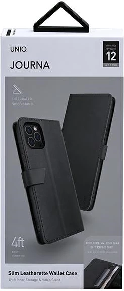 Ovitek za telefon z denarnico UNIQ Journa za iPhone 12 / iPhone 12 Pro, siv