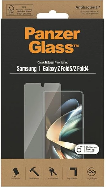 Zaščitno steklo PanzerGlass Classic Fit za Samsung Galaxy Z Fold5/Z Fold4, antibakterijsko