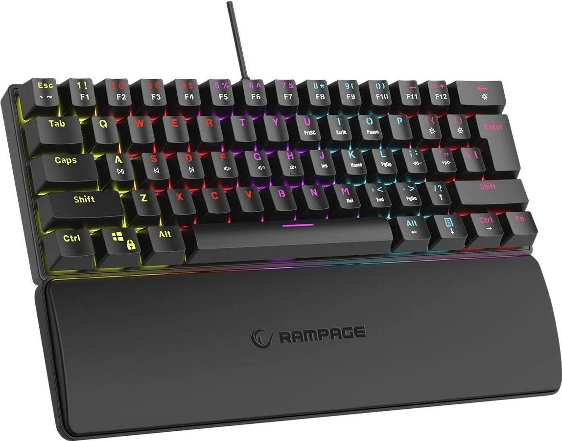 Mehanska tipkovnica z RGB osvetlitvijo Rampage PLOWER K60 Blue RGB, črna