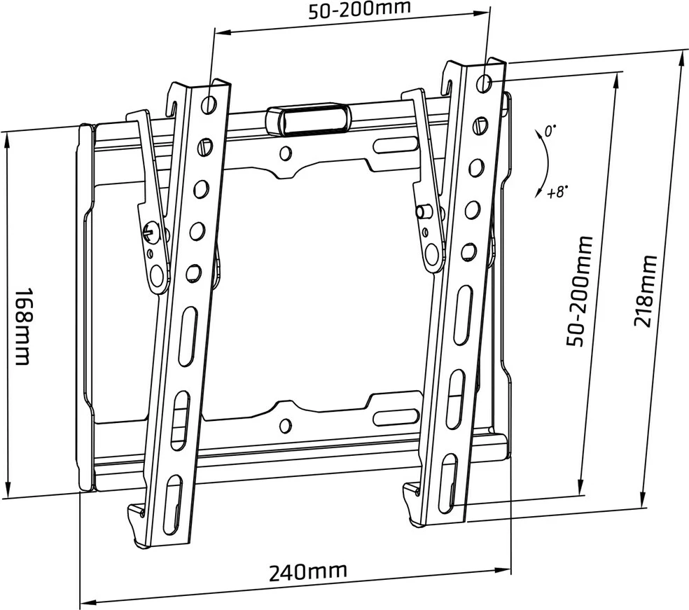Stenski nosilec za TV, Maclean MC-942, za zaslone 13–42 palcev, 25 kg, črn