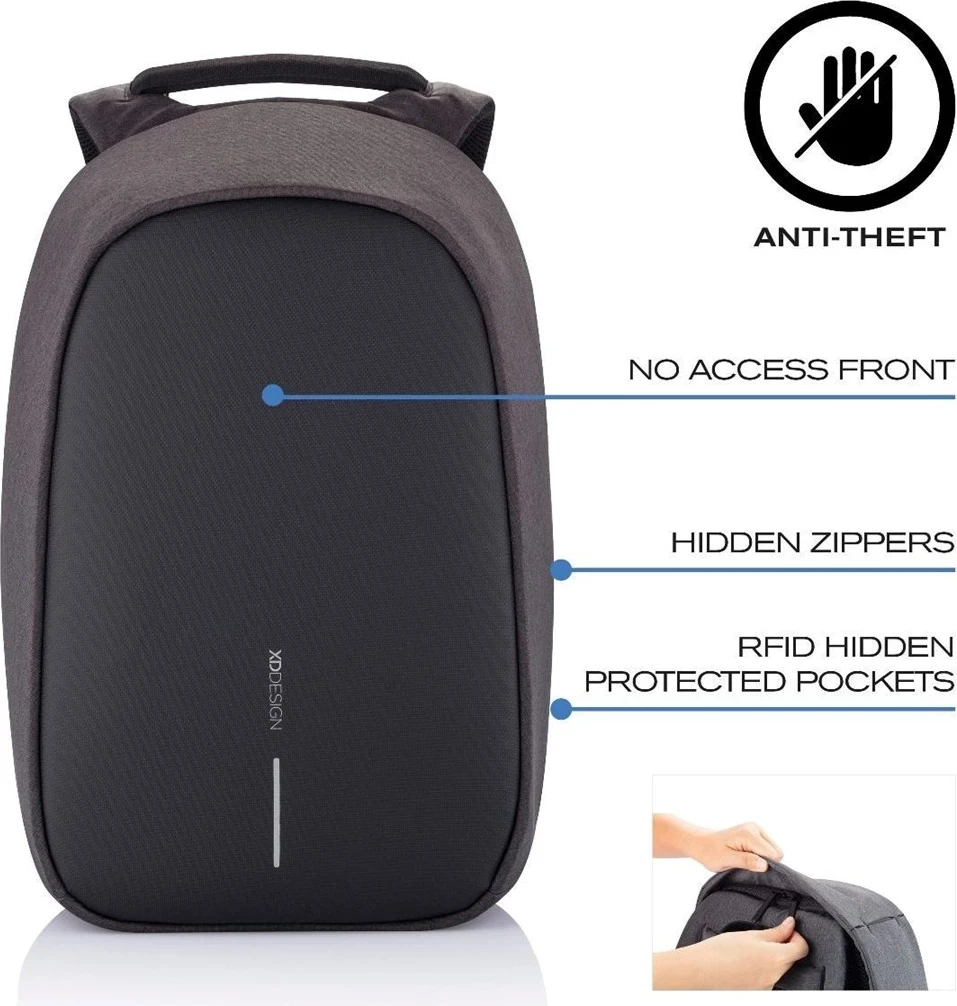 Prostorna protikradenska črna nahrbtnik za prenosnik XD Design