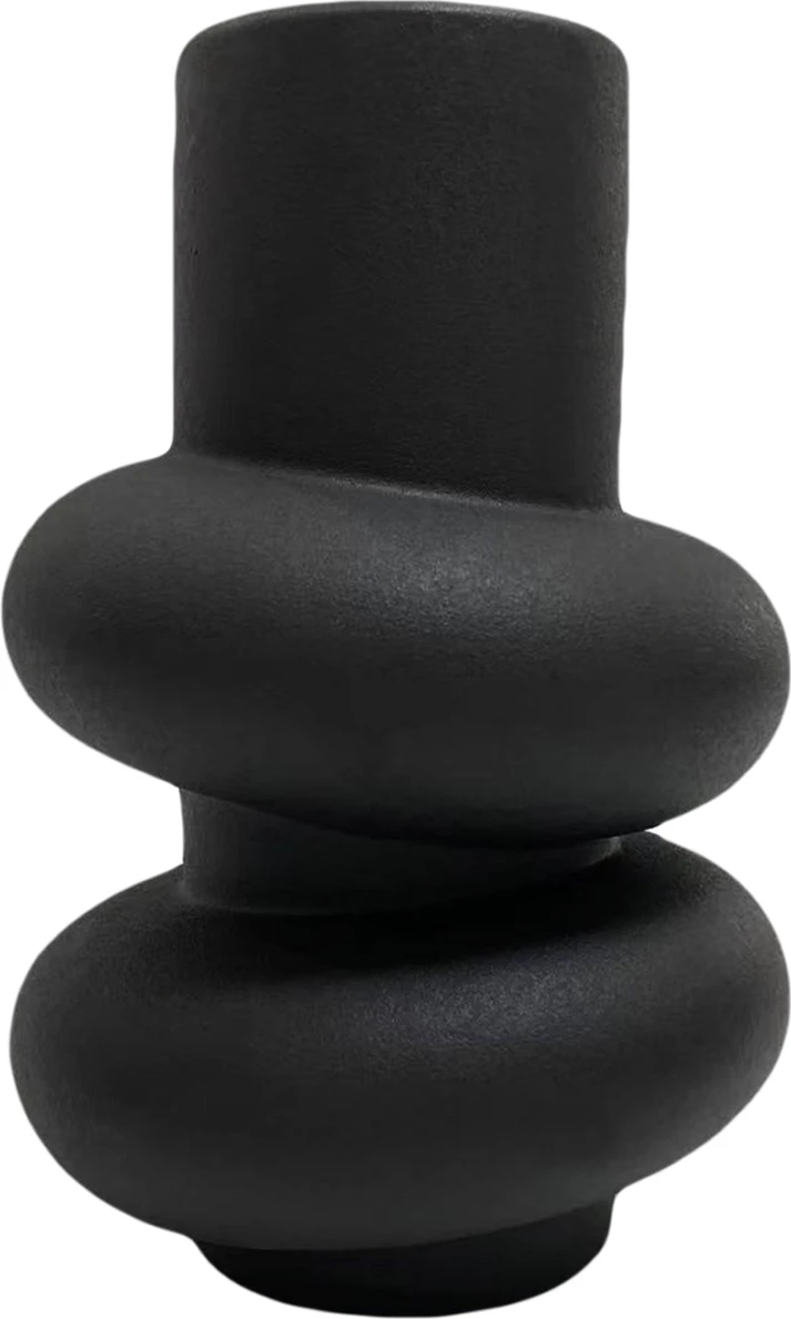 Keramična dekoracija za mizo ROOK FH4627.02 mat črna Φ16x25,5Hcm