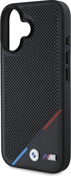 Perforiran ovitek za telefon Tricolor Line, BMW M, MagSafe za iPhone 16 Plus, črn