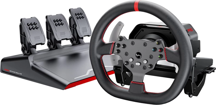Volan in pedalni set PXN V10 Pro, 3.2 Nm direct-drive, D-volan 270 mm, 17 programabilnih gumbov, USB, za PC/PS4/Xbox, z montažnimi sponkami