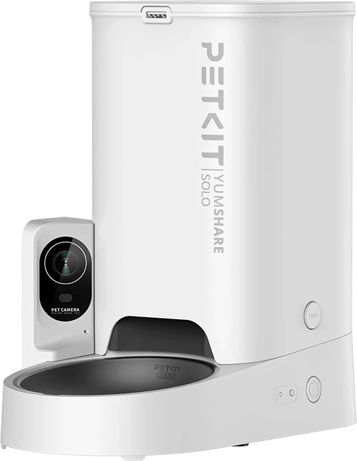 Pametni razdelilec hrane za hišne ljubljenčke PetKit Yumshare SOLO, 3 L, z vgrajeno kamero, bel