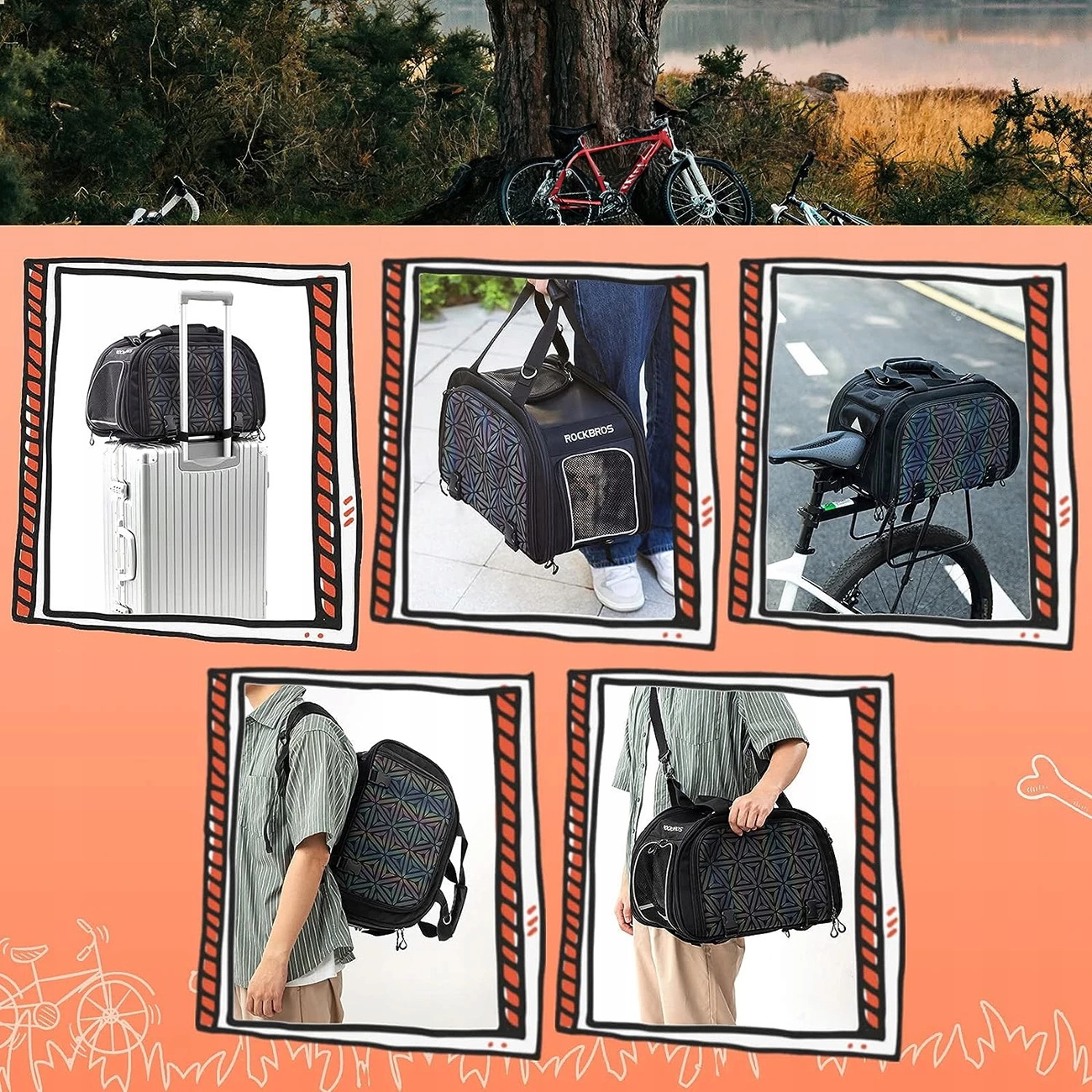 Prenosna torba za živali Rockbros 30140028001, 25 L, črna