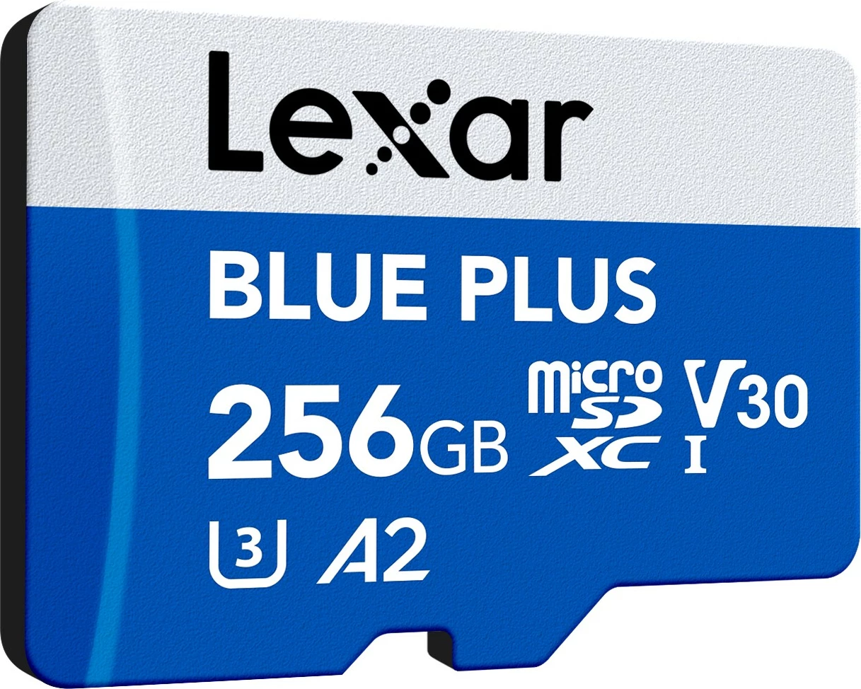 MicroSD kartica 256 GB Lexar Blue Plus UHS-I 170MB/s C10 A2 U3 V30 z SD-adapterjem, modra