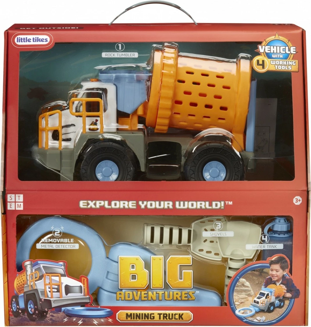 Set kamion rudarski Little Tikes Mining Truck Big Adventures, plastika, 27 cm, azurno/sivo/oranžno/belo