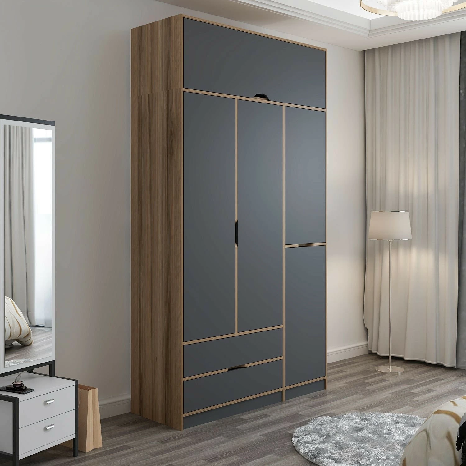 Omara Skye Decor Elina, antracit in les, 140x253x52 cm