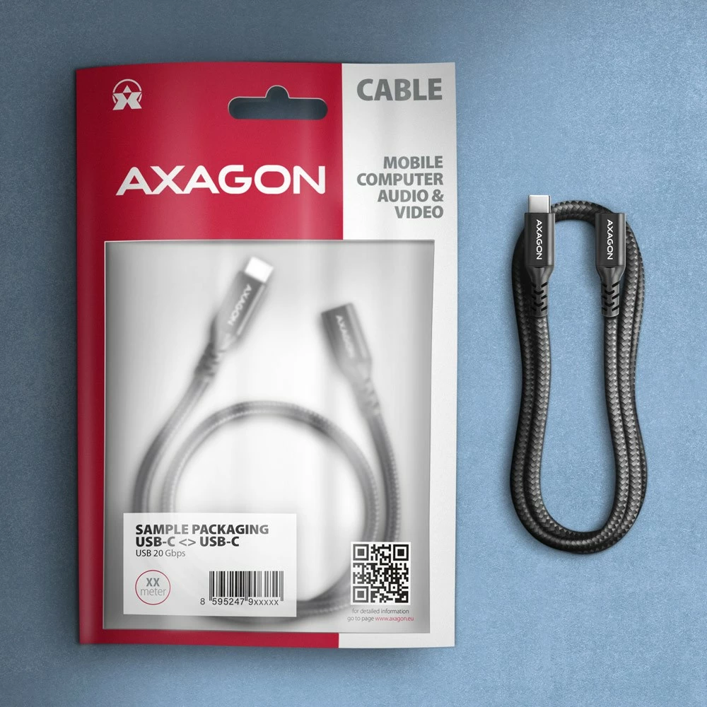 Podaljšek USB-C AXAGON BUCM32-CF05AB, 0,5 m, 20Gbps, 240W, črn
