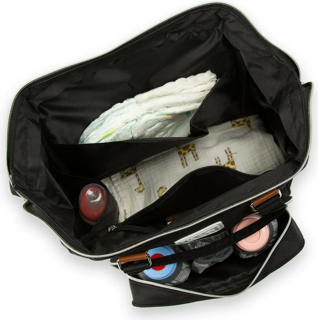 Torba za plenice, črna, camel, bela, Zoozie Bags, 30x38x19 cm