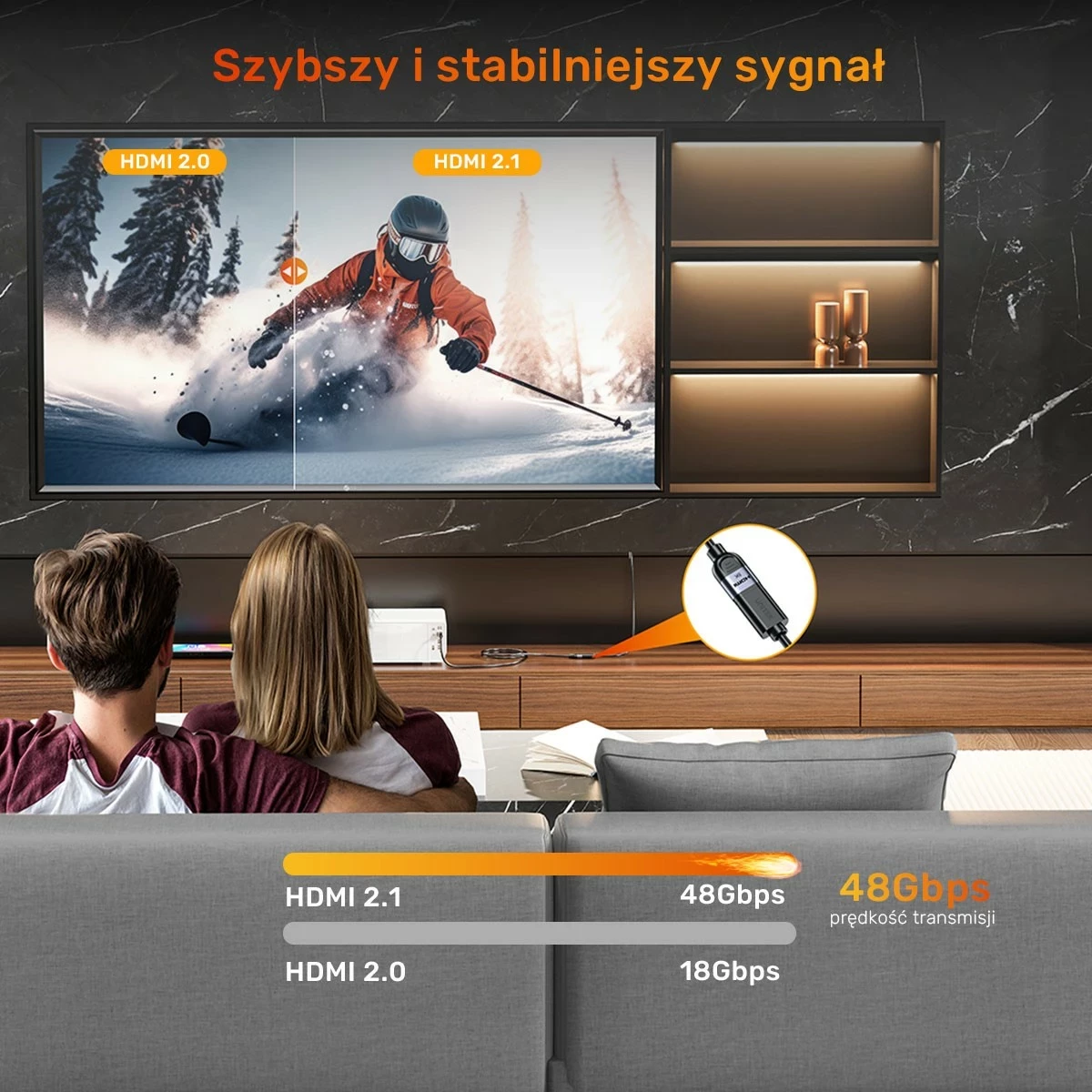 HDMI podaljšek Unitek 8K 1,5 m, srebrno-črn