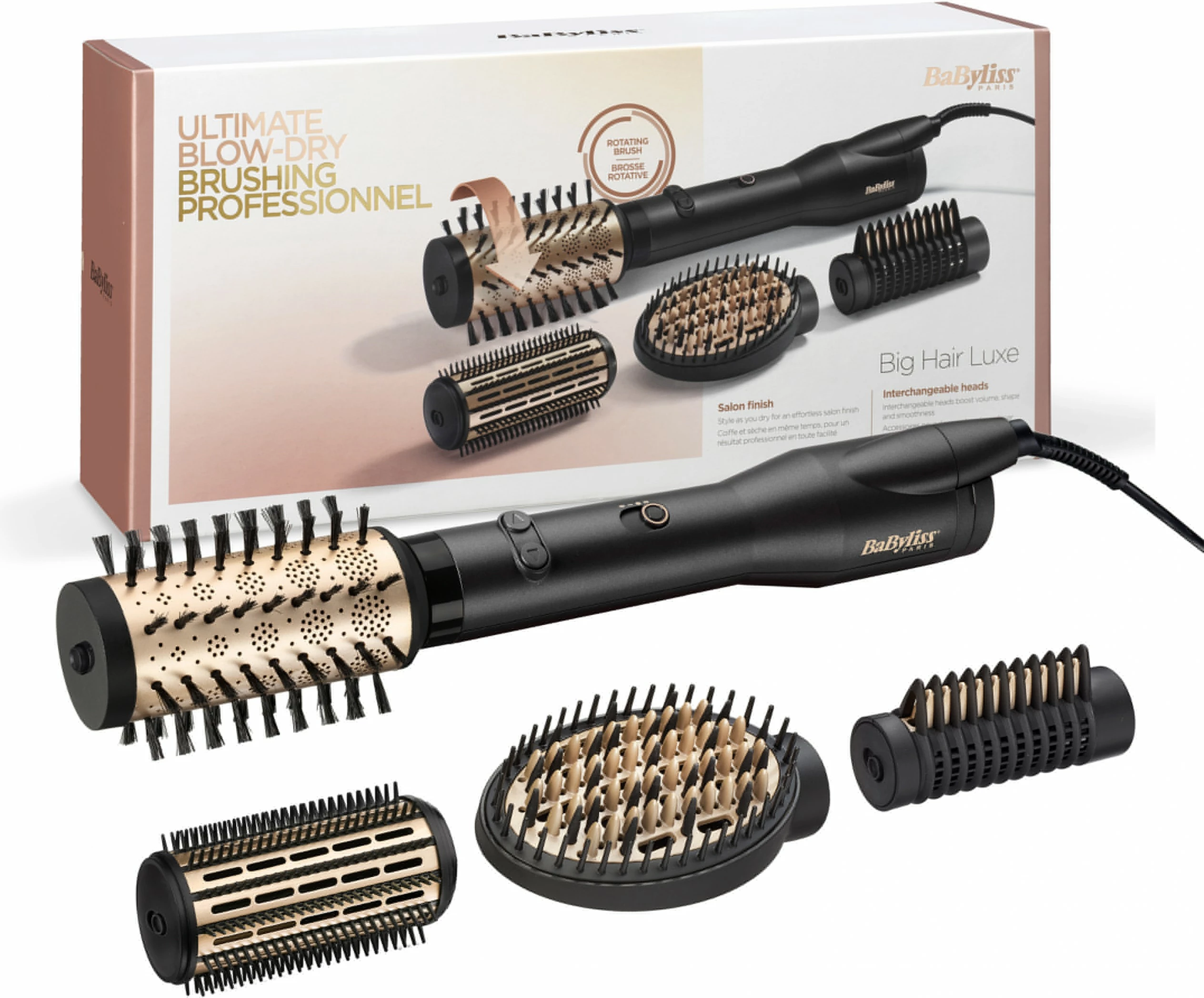 Električna krtača za lase BaByliss AS970E s pripomočki, črna