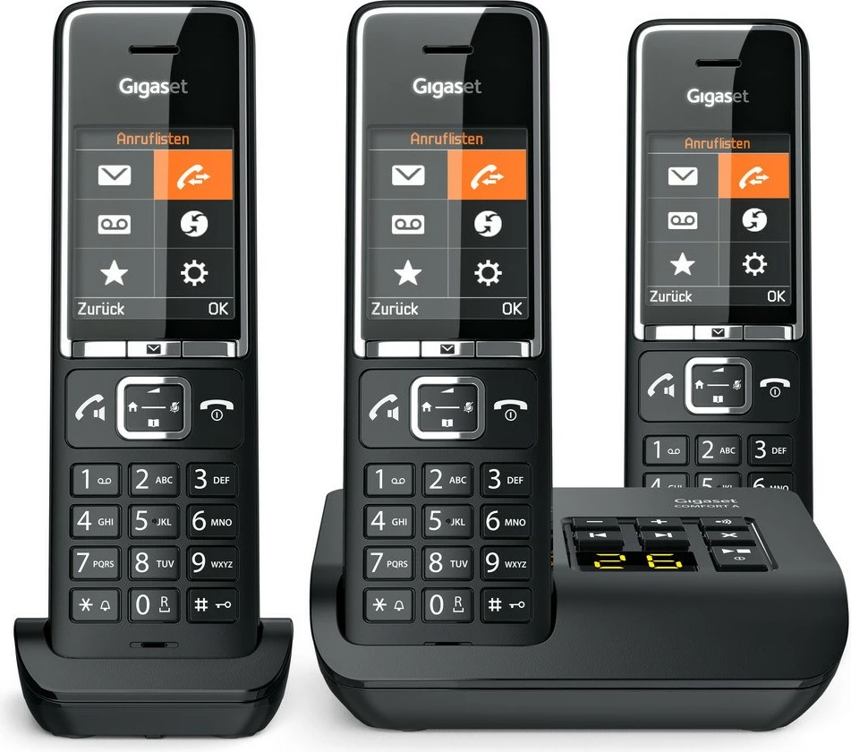 Brezžični telefon Gigaset COMFORT 550A, 3 slušalke, samodejni snemalnik, 200 stikov, črn