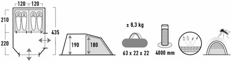 Šotor za moške, ženske in otroke High Peak, zelen