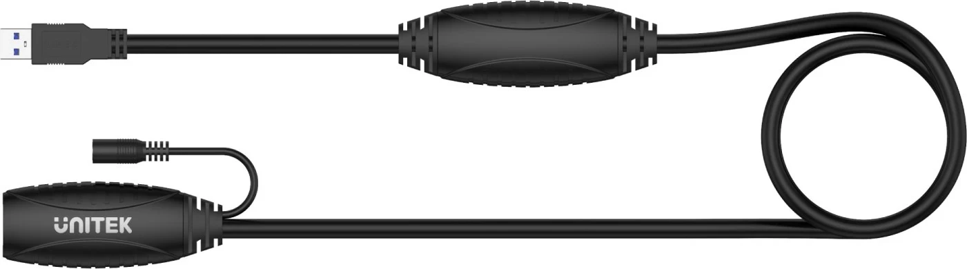 Podaljšek USB Unitek, 15 m, črn