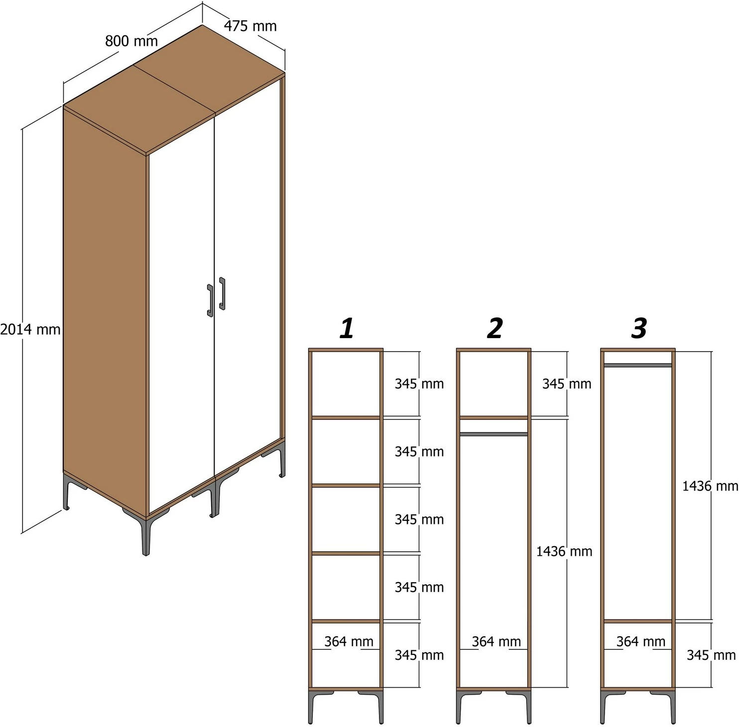 Elegantna omara za spalnico, bela, Skye Decor Kumsal SS