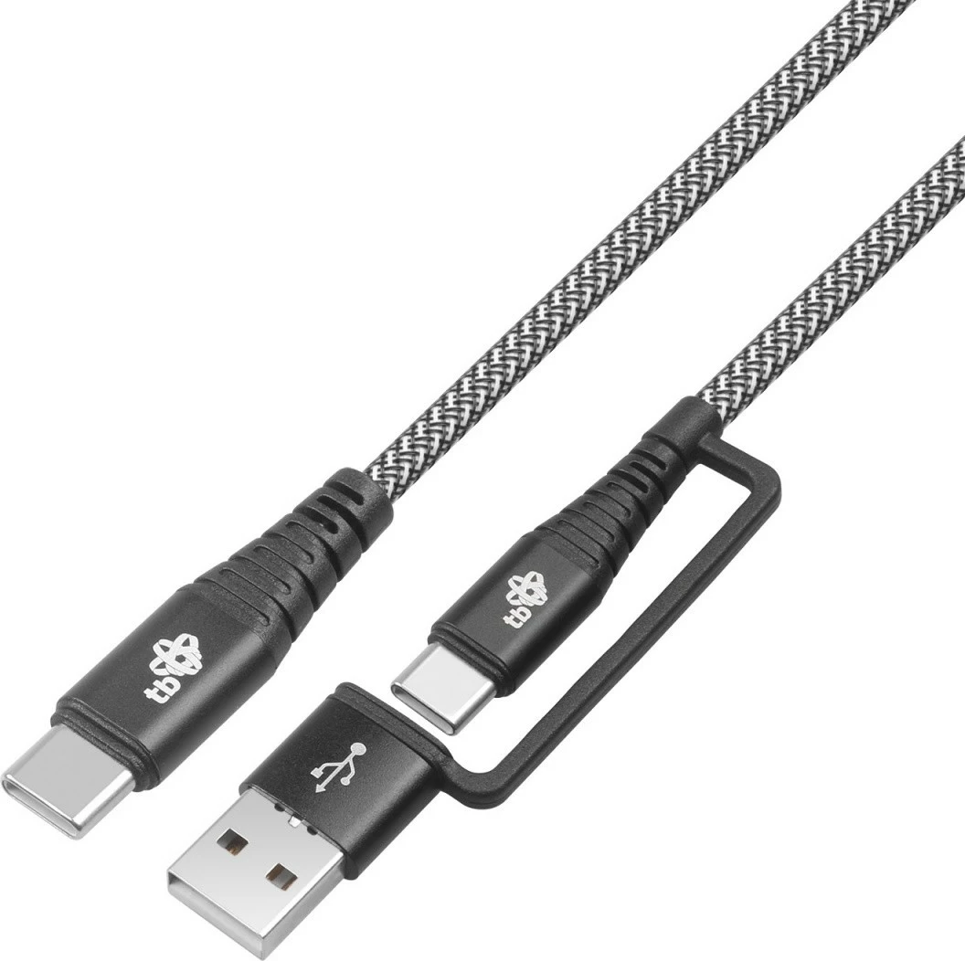 Kabel 2-v-1 TB USB C v USB C s priključkom USB A, 1,2 m, črn