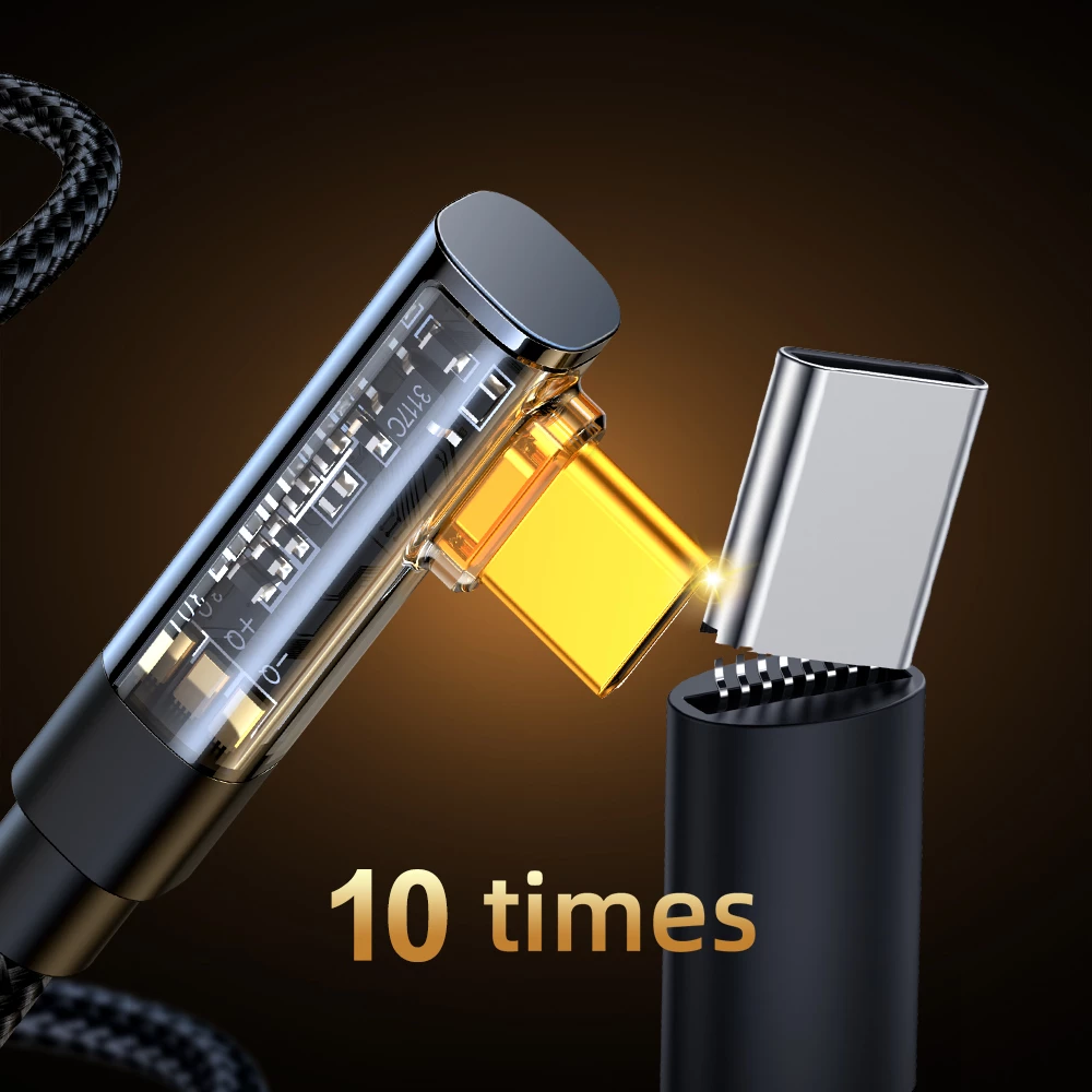 Kabel USB-C pod kotom 90°, Joyroom S-UC027A6, 1,2 m, 3A, črn