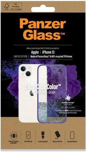 Ovitek ClearCase, prozorno vijoličen, za iPhone 13/14/15 — PanzerGlass