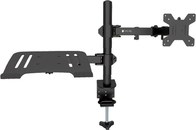 Namizni nosilec 2-v-1 za monitor 13–32" in prenosnik 12–17", vrtljiv, Techly, črn