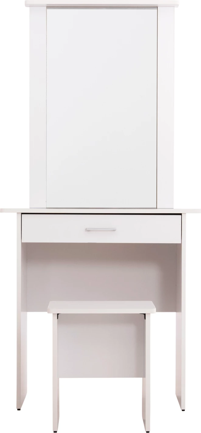 Toaletna miza z ogledalom in stolčkom CRYSTEL FH9938.01 melamin v beli barvi 74x39x155Hcm