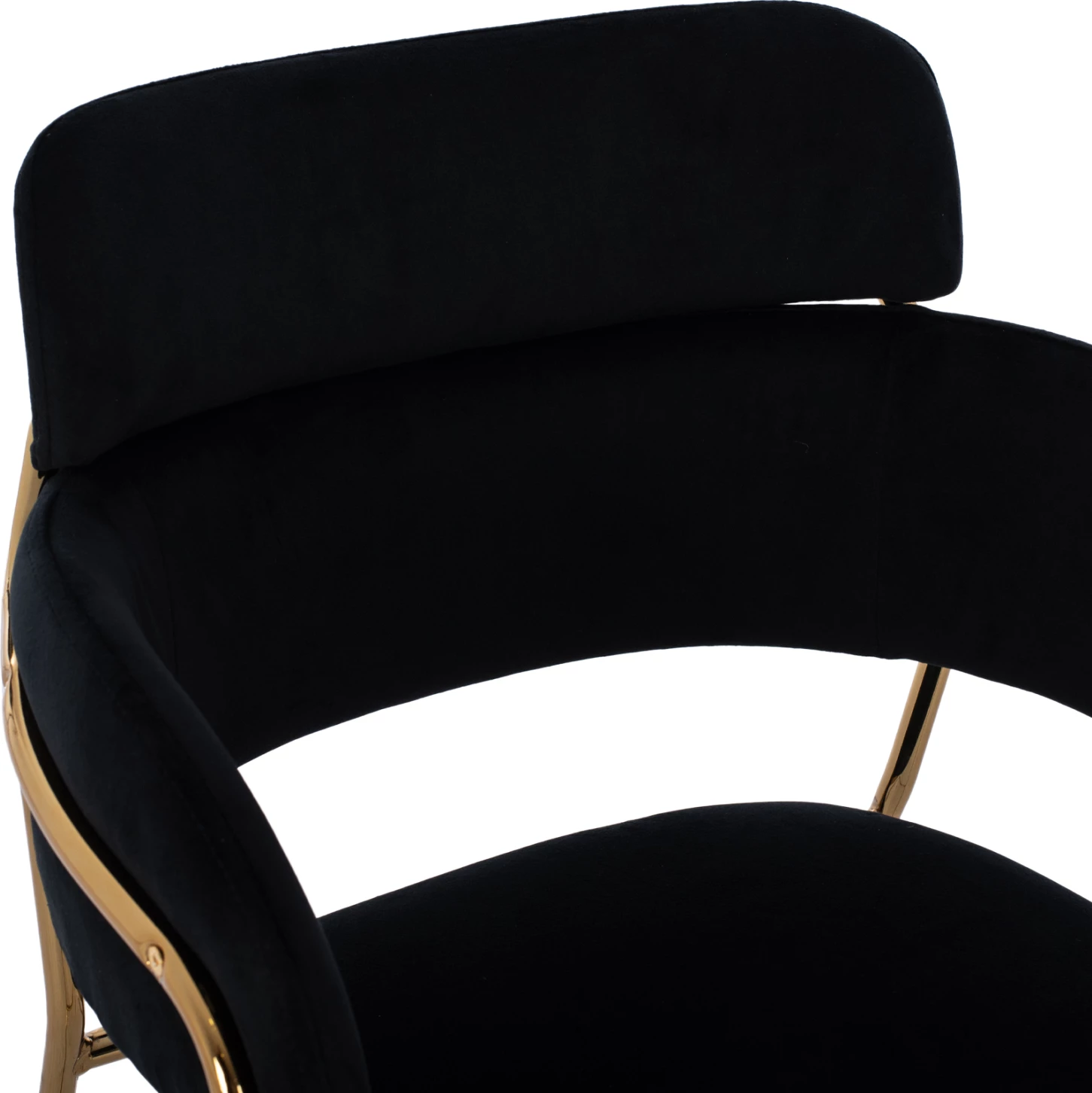 Srednje visok stol FH8735.04 iz žameta črne barve z pozlačenim okvirjem 54x58x95Y cm, set 2 kosov