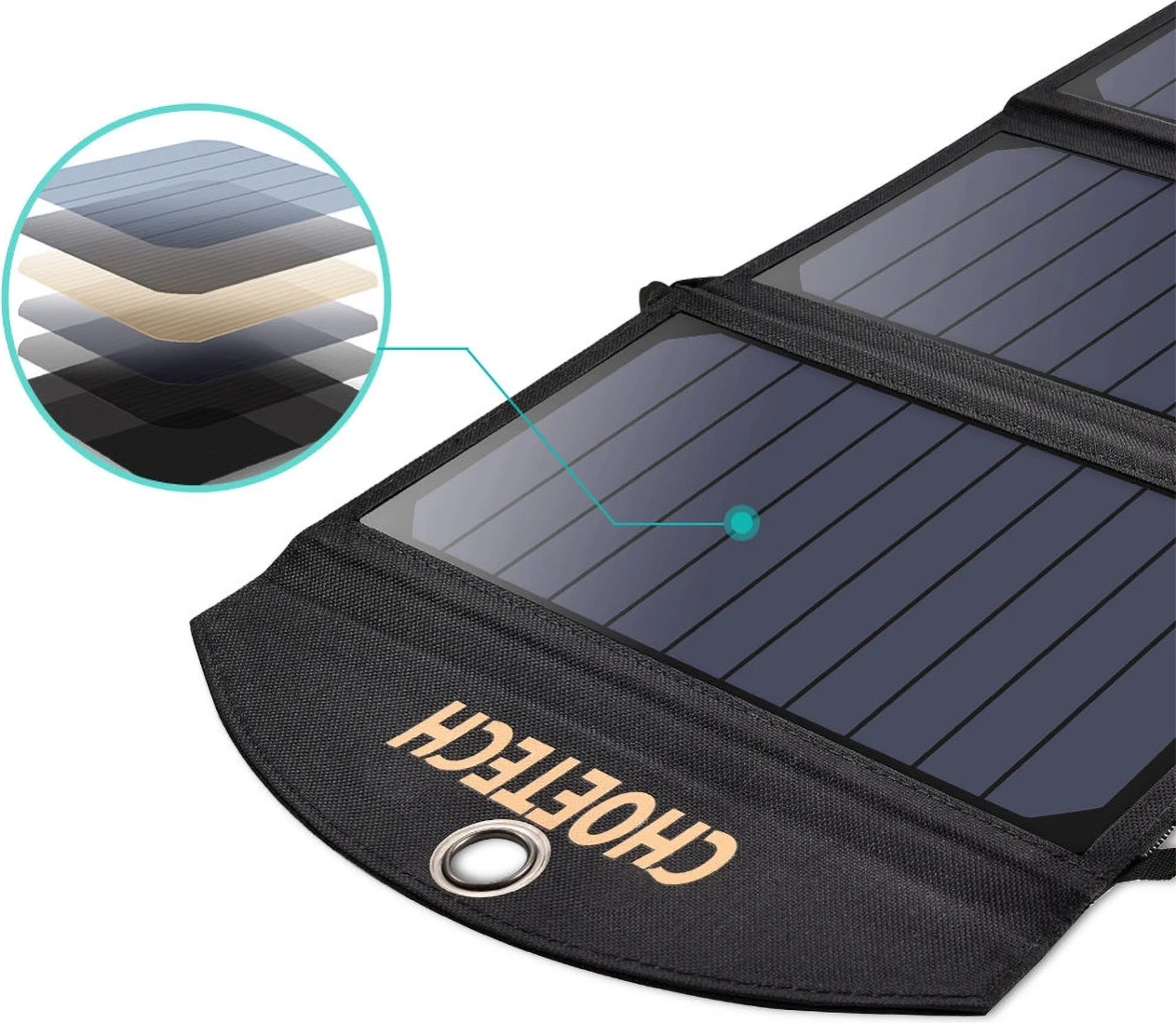 Zložljiv sončni polnilec Choetech SC001, 19W, 2x USB-A, črn