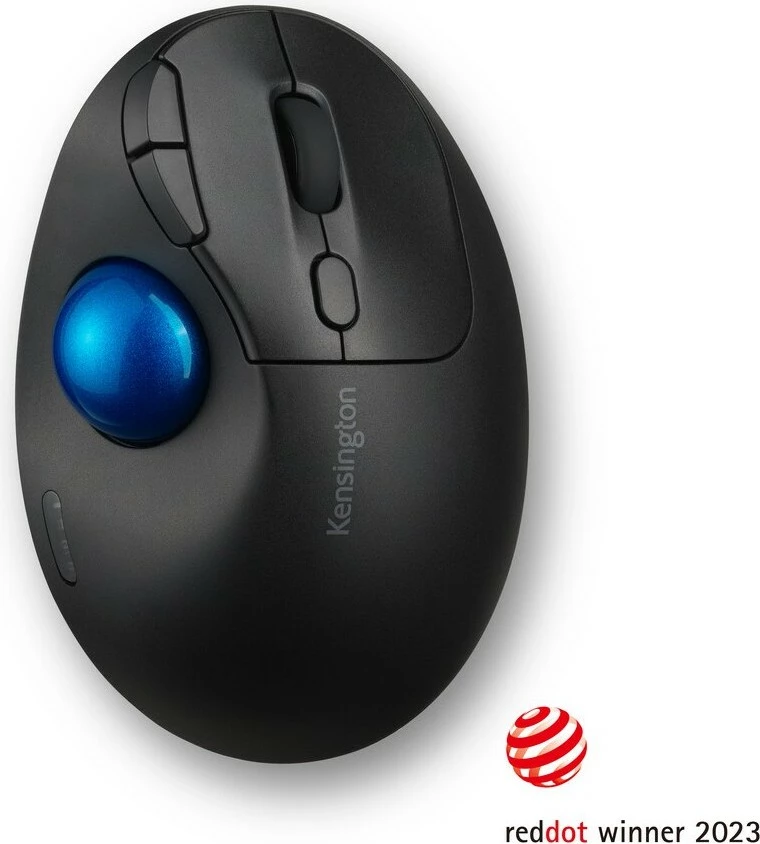 Ergonomski trackball Kensington Pro Fit Ergo TB450, RF Wireless + Bluetooth, 1600 DPI, črn, moder