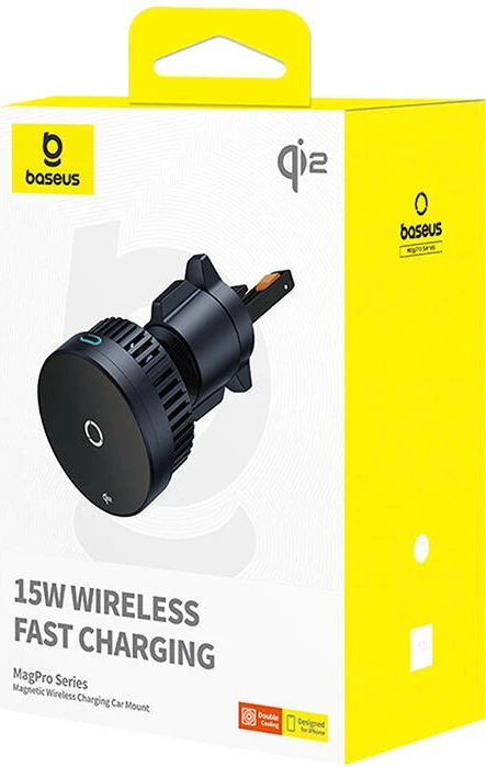 Nosilec za pametni telefon z brezžičnim polnjenjem 15W, Baseus MagPro CW04, črn