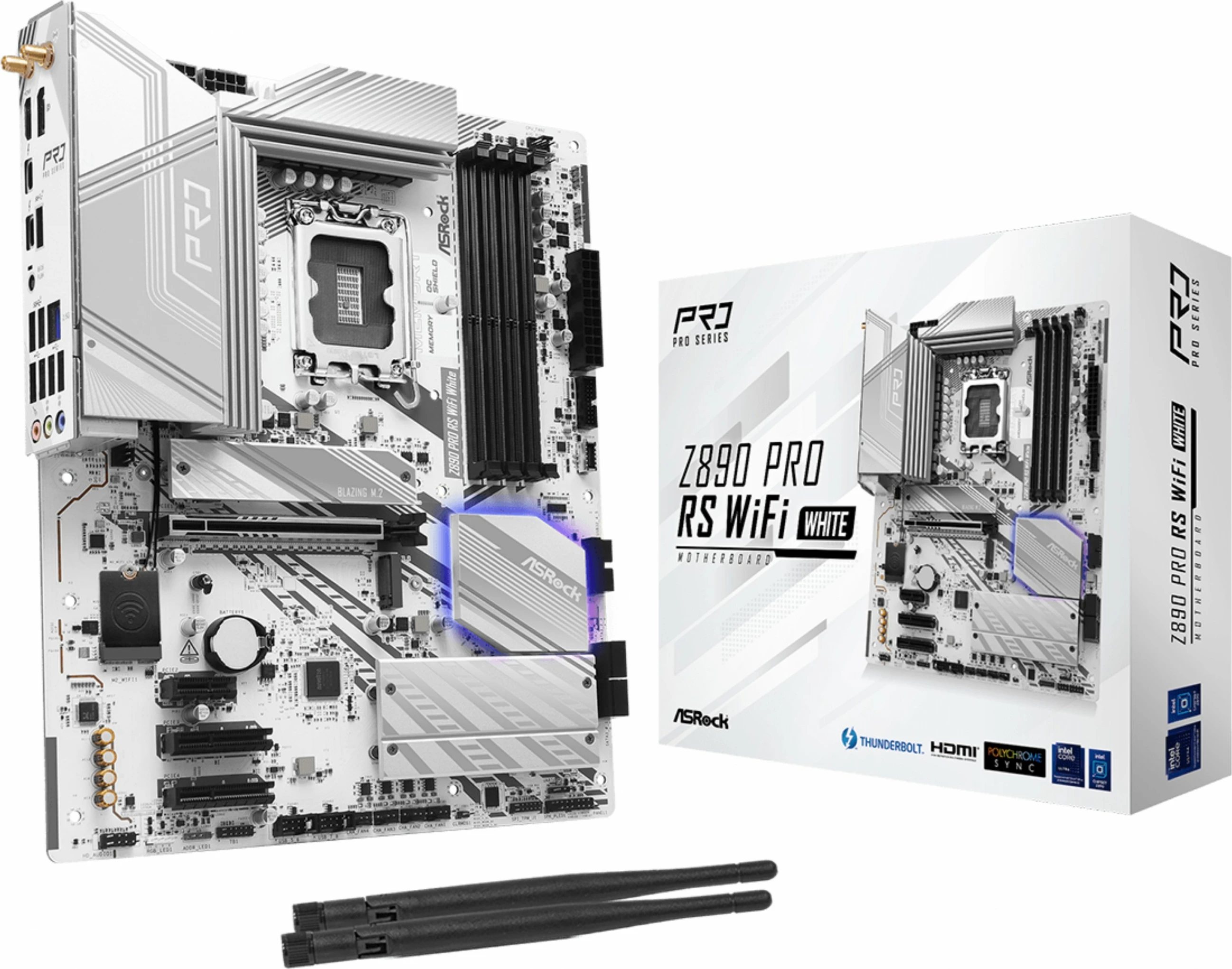 Plošča ame ASRock Z890 Pro RS WiFi, Intel, LGA 1851, DDR5, 256 GB, bela