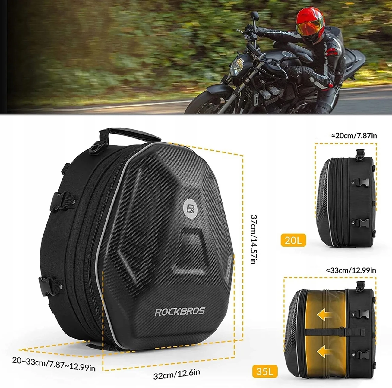 Čelada in dodatki — Torba za motor Rockbros 30140026001, 20–35 L, črna