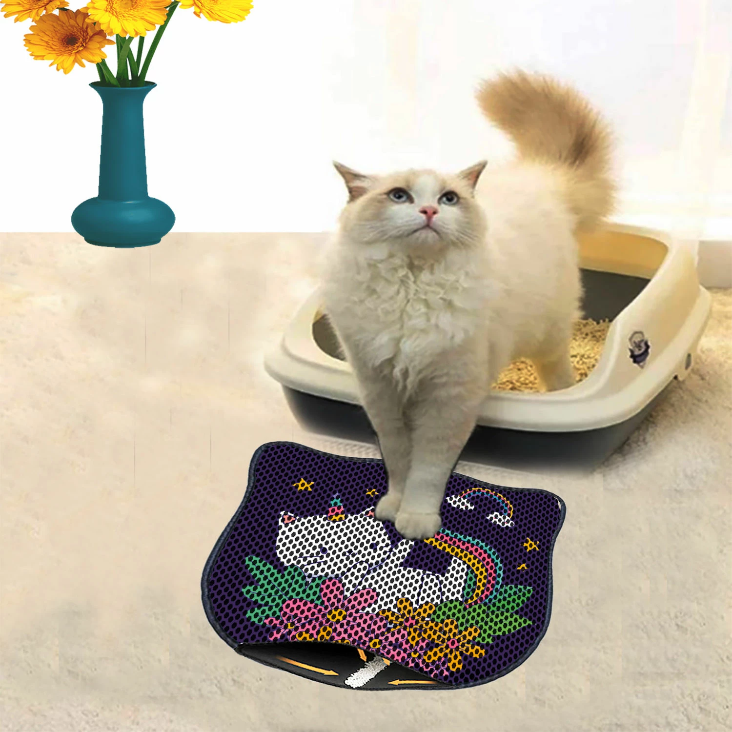 Preproga za mačji pesek, večbarvna, Paws & Whiskers Kdkafa0052, 40x50cm